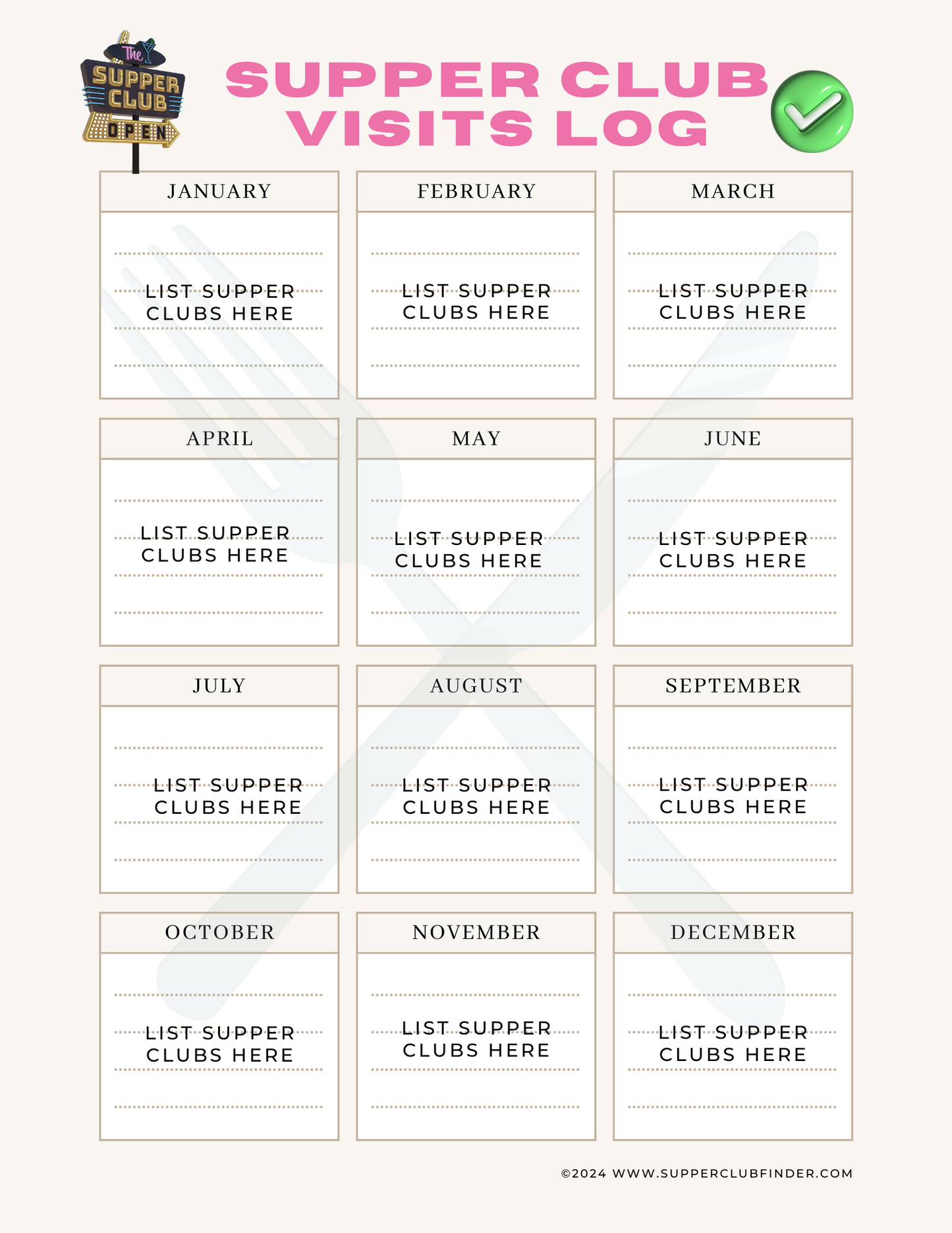 Use this form to logo your visits monthly