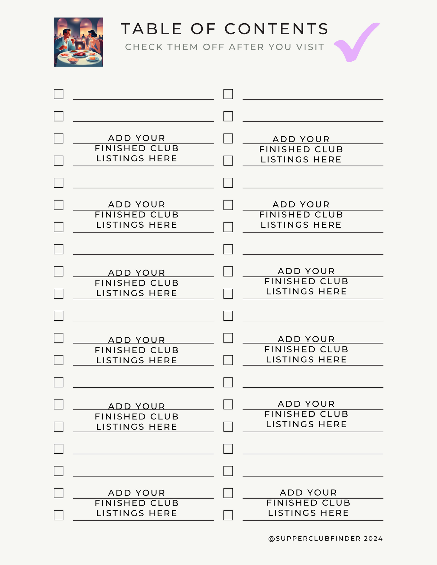 Table of Contents  for your personal journey.  Print out and be able to categorize your personal journey