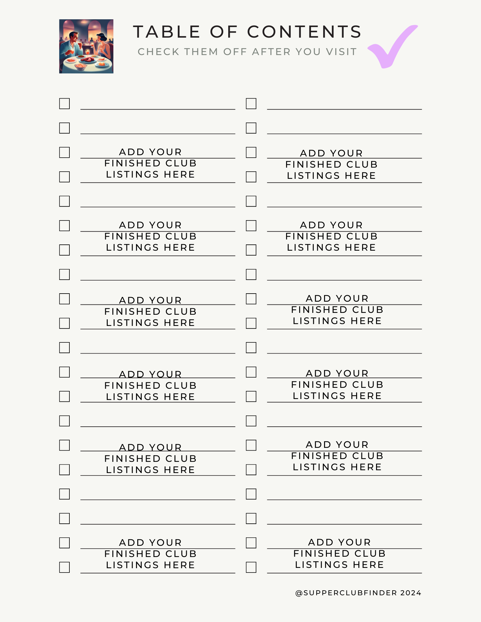 Table of Contents  for your personal journey.  Print out and be able to categorize your personal journey