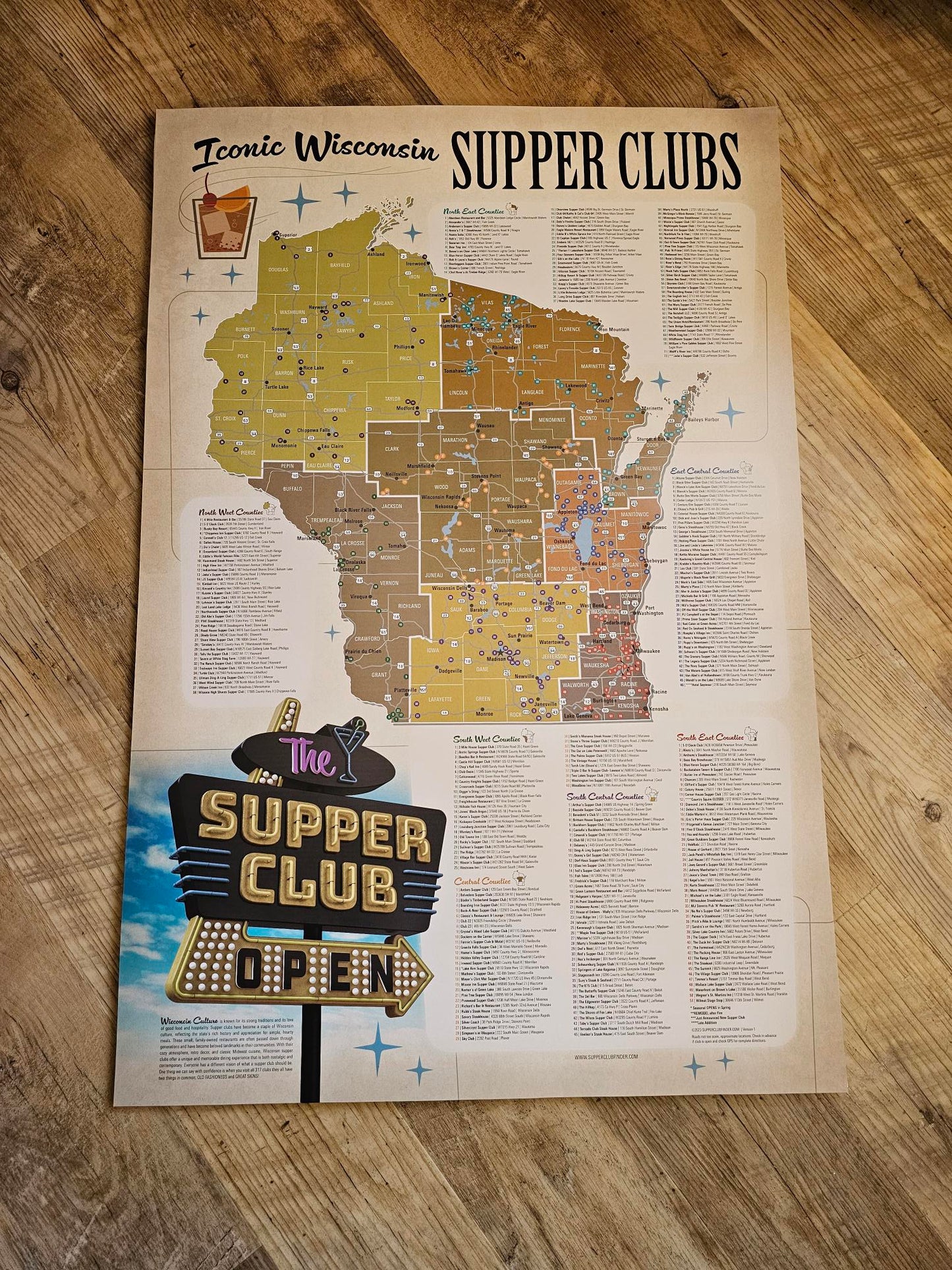 Fine Art Print - Wisconsin Supper Club Map Poster