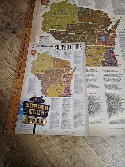 12 x 18 Wisconsin Supper Club Map Poster
