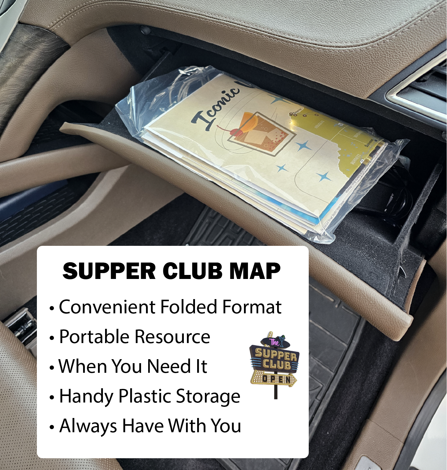 6 x 9 Folded Wisconsin Supper Club Map - Car Version